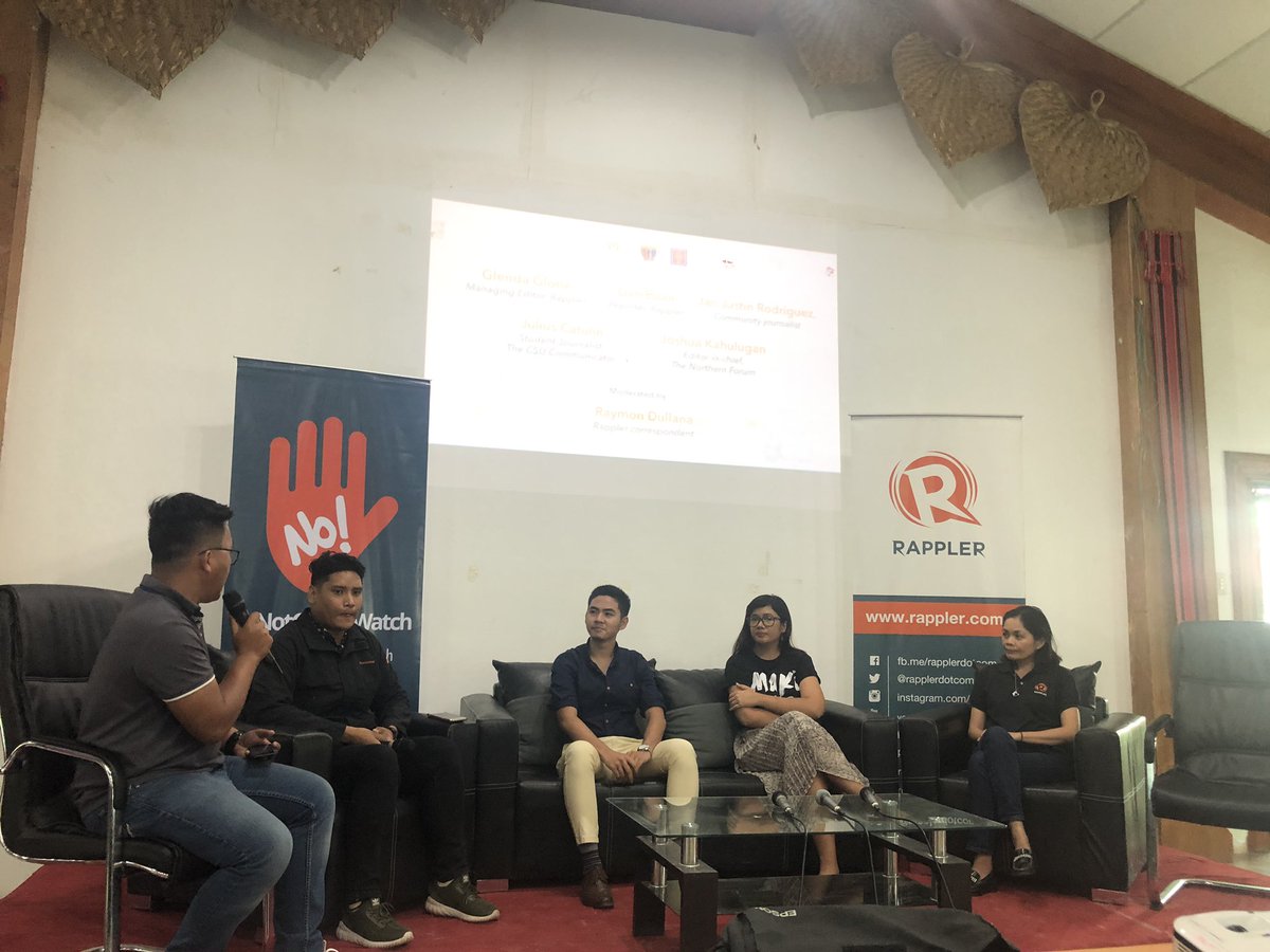 MovePH's tweet photo. HAPPENING NOW: Panel discussion on why facts matter. Joining the panel are Rappler’s Glenda Gloria and Lian Buan, community journalist Joshua Kahulugan, and student journalist Julius Catulin. #MoveCagayan https://t.co/CFcged7GcT