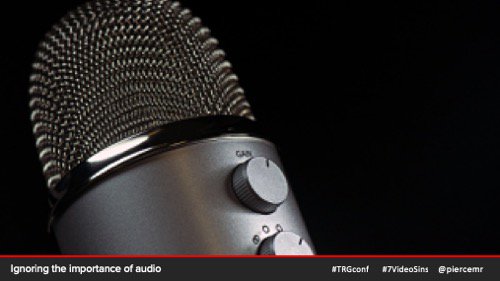 piercemr's tweet photo. The type of microphone you choose can change the sound of your video. Understand which type is right for your environment and purposes, and then make sure you learn how it works - like where the pick-up is located e.g. where you speak into the mic. #7DeadlySinsofVideo #TRGConf https://t.co/g0xeykzYAr