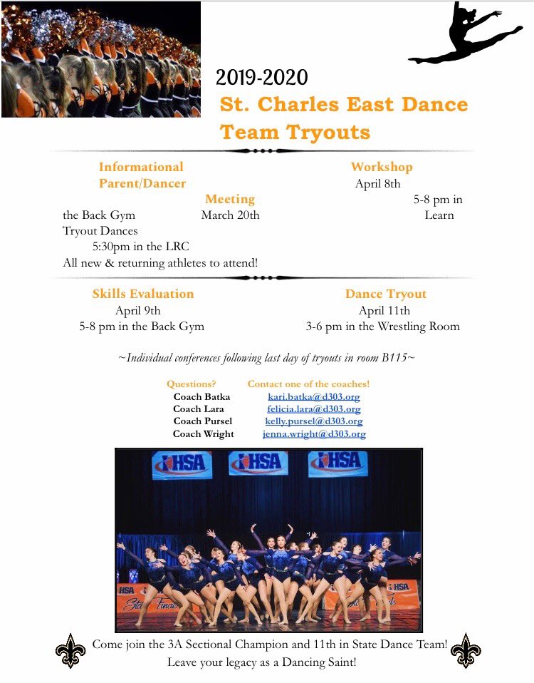 If you love to dance and want to have  fun, come try out for the 2019-2020 season dance team! 💃🏼⚜️Click this link if you’re interested  docs.google.com/forms/d/e/1FAI…