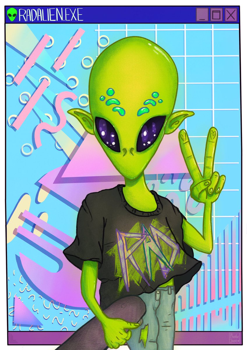 phoebejanedraws's tweet photo. I never posted this dope alien I Made last year. Available as a print at most Melb cons this year #radasfuck https://t.co/R1U8n6o8PL
