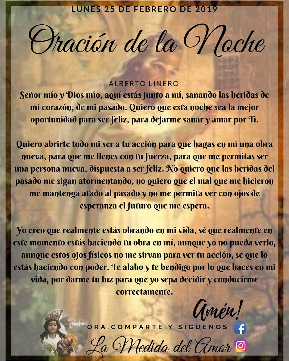 La Medida Del Amor Auf Twitter Oracion De La Noche Felizlunes Sanluisversiglia Calixtocaravario Felizsemana Buenasnochesatodos 25defebrero Buenlunes Bendiciones Oracional Albertolinero Elmanestavivo Iglesiacatolica