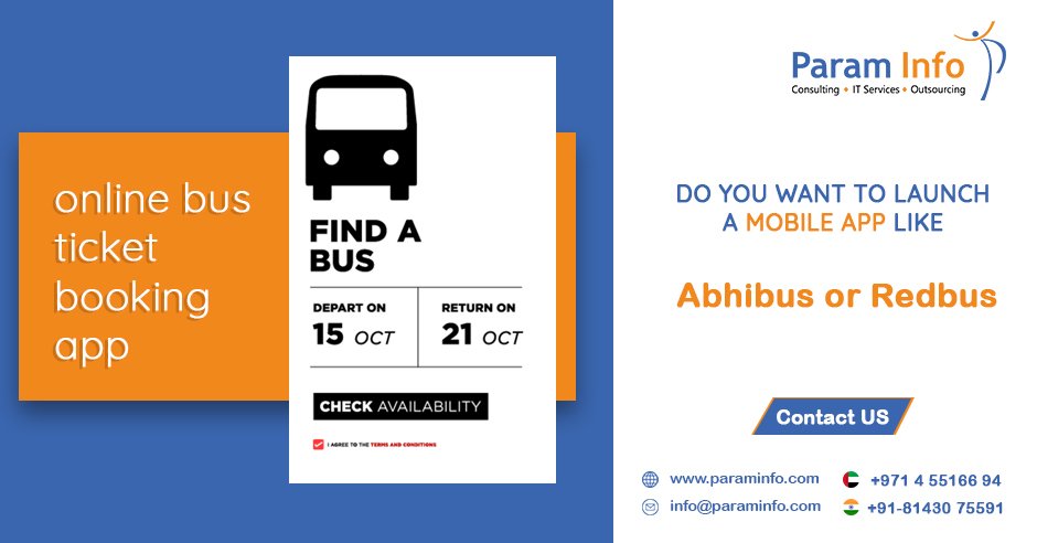 paraminfoit's tweet image. Get best #BusTicketBookingSystem and #SoftwareDevelopmentServices from ParamInfo. We have everything customized for you. Contact Us @ +97145516694, +91-8143075591