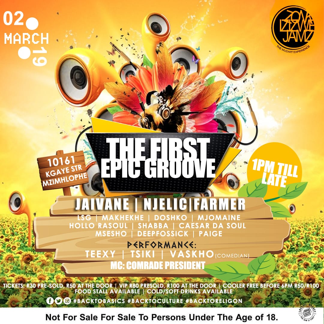 kevdee013's tweet photo. Come through this Saturday - 2nd March 2019, @djzu6 & @kevdee013 are spinning chasmic tunes at @zonk_jamz "First Epic Groove". R50 general / R100 VIP.
#DjZu #kevdee13 #DeepHouse #Alternative #B2BDjSet https://t.co/8R1SR0DZ2h