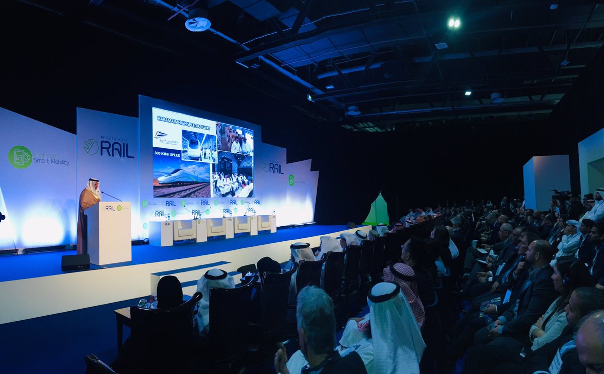 FionaECraib's tweet photo. #MERail is finally here! This morning, we were thrilled to welcome H.E Al-Rumaih, President of @SaudiPTA discussing the very exciting #future #vision for #transportation in #KSA @MiddleEast_Rail 🚂 #choo 🙌🏻 https://t.co/XJALeH0LEu