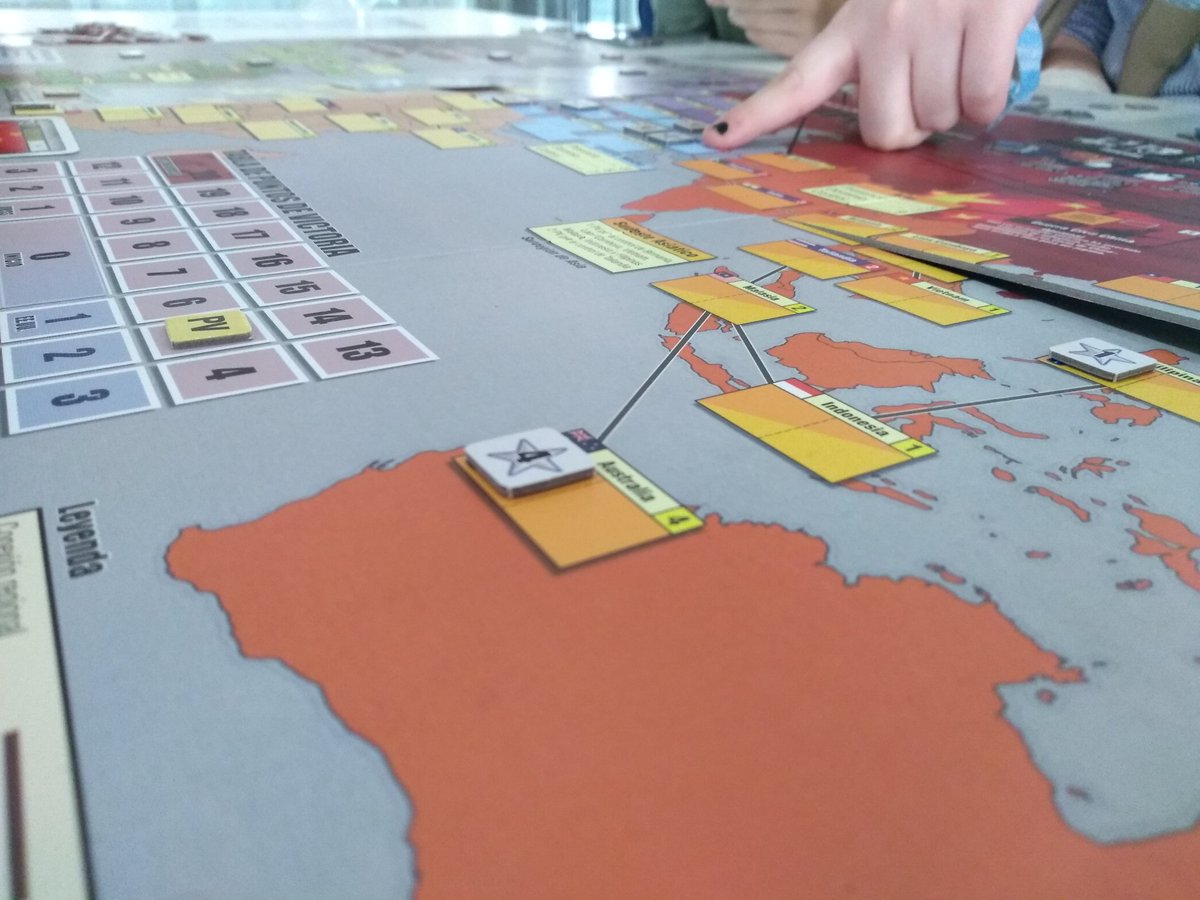 Playing #TwilightStruggle by @gmtgames with five students, who are researching to design a cold war boardgame as a teaching tool.