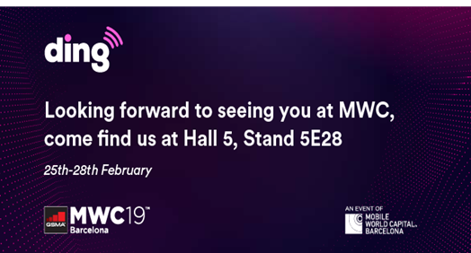 DingConnect's tweet photo. Are you at #MWC2019? Head over to the @dingHQ stand in Hall 5 and they'll be able to tell you all about DingConnect. 

#MobileWorldCongress2019 https://t.co/YNUuAd6FLM