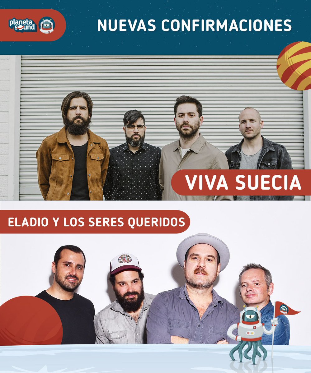 planeta_sound's tweet photo. 💥¡Ha llegado el último martes de febrero y con él una nueva confirmación!💥
Las bandas @VivaSuecia y @Eladioylosseres se unen a nuestro cartel que va subiendo cada vez más de nivel. 🔝

🎟 ¡A puntito de agotarse los abonos a 40€! https://t.co/OAk3KNdC7p