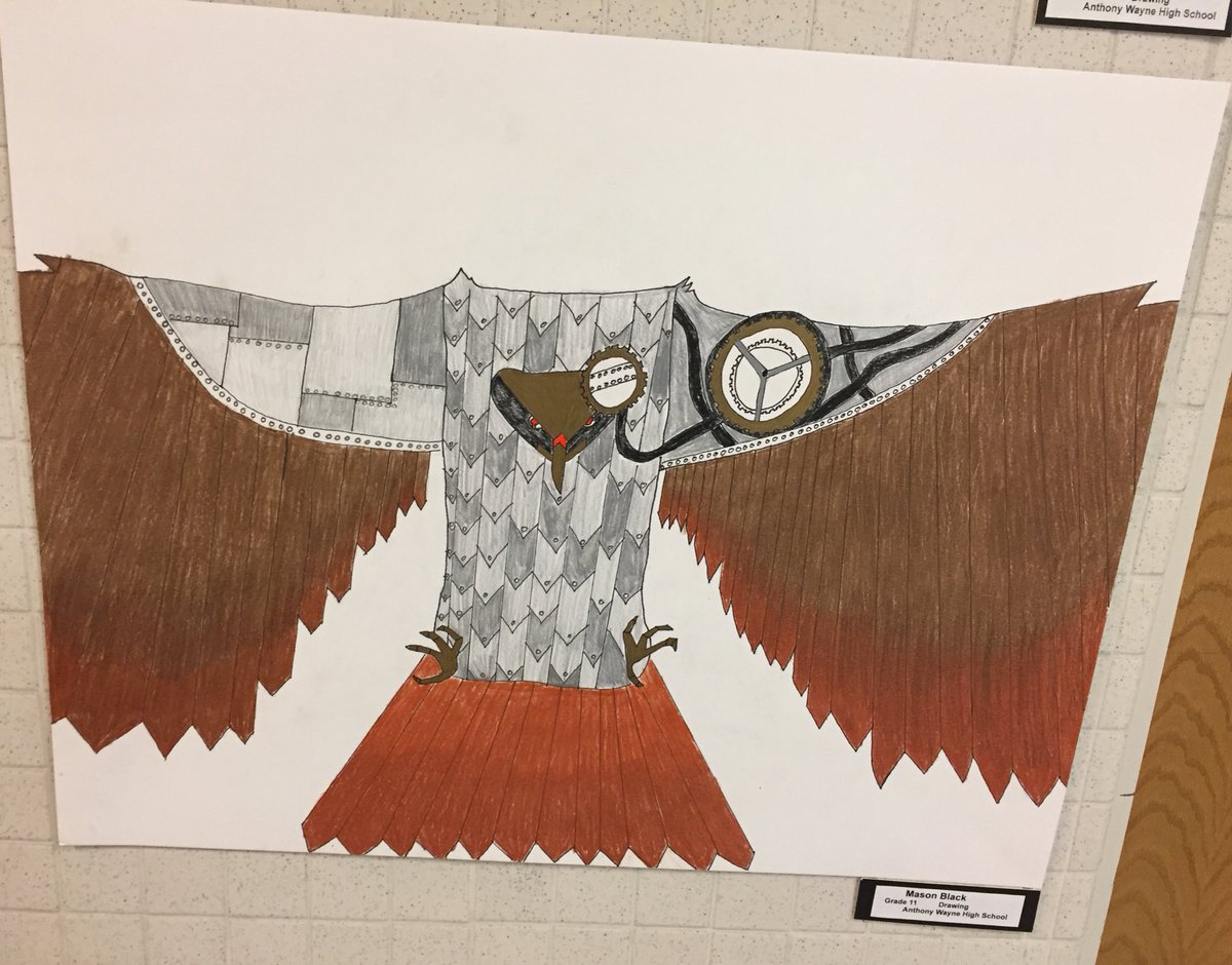 awlswa's tweet image. Collaborating with an @awlshs drawing class to display their work at Waterville as our kindergarten students have fun with the book Mechanimals for Right to Read Week! #STEAM #DesignandCreate