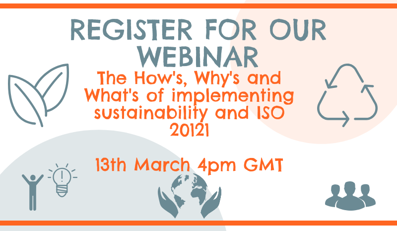 Need advice on how to start your sustainability journey and how your company could implement ISO 20121? Join our FREE webinar via the link below to find out more bit.ly/ISO20121webinar