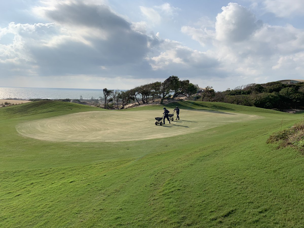 Great weather for greens work <a href="/BluffsHoTram/">The Bluffs Ho Tram</a>.