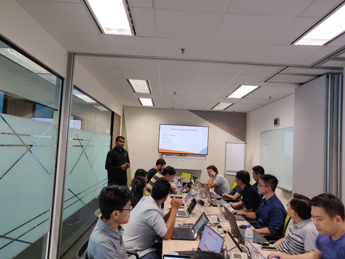 we45's tweet photo. . @we45 's #container Security, Orchestration and #Serverless training is in full swing at @devseccon Singapore. #AppSecTourBus2019 https://t.co/RwFihuujAE