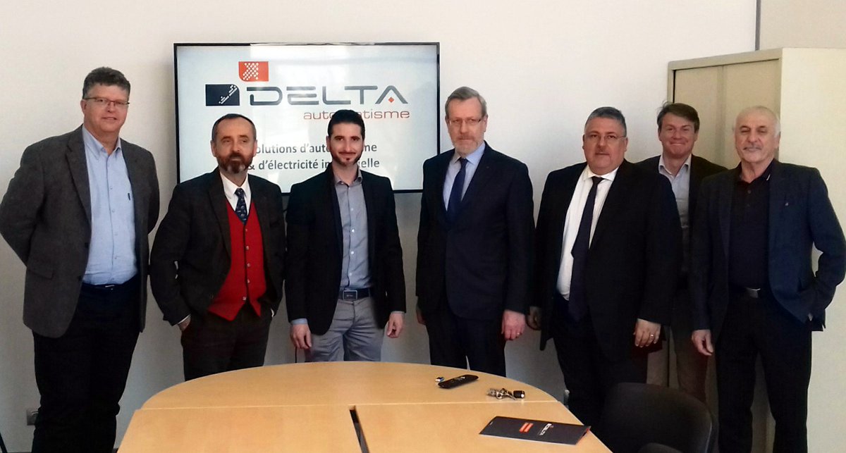 DELTAutomatisme's tweet photo. Mathieu Dossat a reçu Pierre Pouëssel - Préfet de l’Hérault,  Christian Pouget - Sous-Préfet, Christophe Thomas -Vice Président de  l'agglomération et Robert Ménard - Maire de Béziers. Présentation de nos solutions innovantes et échanges sur le 'territoire d’industrie  Béziers' https://t.co/G94JtZlZa4