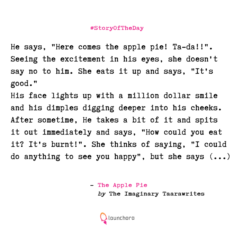 Launchora's tweet photo. The Apple Pie: https://t.co/NwAxXMHtpm
Click on the above link to read the full story.

#sotd #tuesdaythoughts #dailyreads #poems #shortstories #freereads #writers #readers #dailystories #shortstories #onlinereads #amwriting #amreading #onlinestories https://t.co/gqKndrAXGR