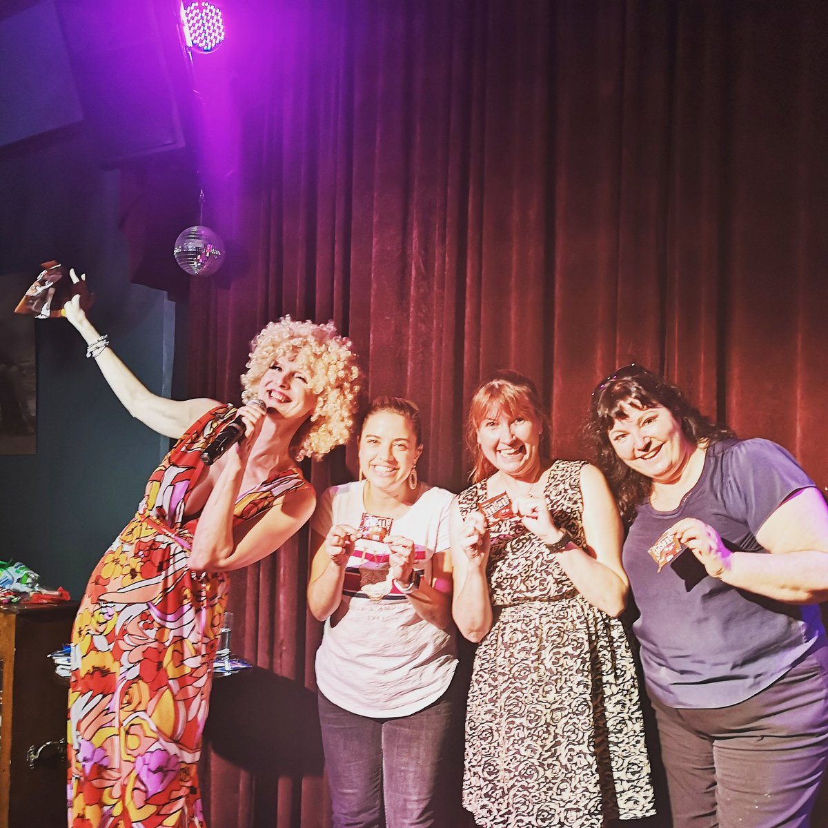 singpsychic's tweet photo. Last night's triumphant Fringe Divas - winning team! The Singing Psychic Game Show is back on tonight at 8pm. We got a 4 star review for it today!! .@labohemeadelaide .@adlfringe #singingpsychic #adelaidefringe #adelaidecbd #Adelaide #adelaidedrag #psychicreadings https://t.co/blLIslIoy5