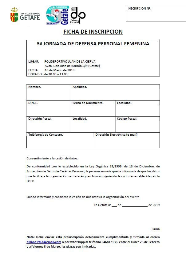 DeporteGetafe's tweet photo. Ya está abierto el plazo de inscripción para el "5º Seminario de Defensa Personal Femenina" que impartirá el Club #Taekwondo #Getafe el domingo 10 de marzo en el Pabellón Polideportivo "Juan de la Cierva" 🥋🙋♀️👊💪
#8MGetafe
Inscripciones gratuitas y toda la información 👇 https://t.co/5NfiHB2lyJ
