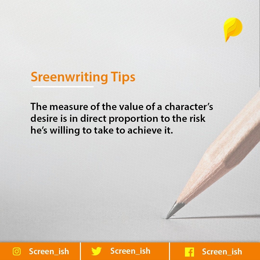 Screen_ish's tweet photo. A writer is willing to place his time, money and people at risk to be a success in his life defining ambition. What's true for the writer is true for every character he creates. He creates a character with an enormous desire and put him at great risks to accomplish his goals. https://t.co/0cEctlH7vY