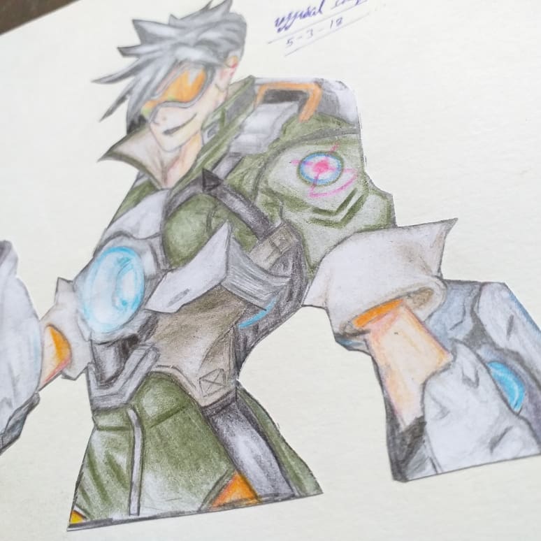 UjjwalS57880493's tweet image. My sketch of tracer #sketch #drawing #sketchface #painting #watercolor #art #overwatch #traser