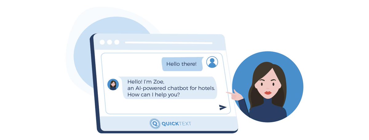 quinta_ai's tweet photo. Have you met Zoe? Our AI-powered chatbot for the hotel industry. #hellozoe #askmenow #AI #hotels #quicktext https://t.co/BouRUsCSjG
