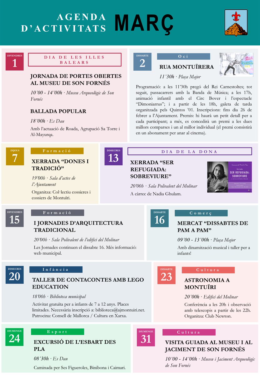 ajmontuiri's tweet photo. 🗓📅📇 Aquí teniu la programació d'activitats del mes de març!!!! https://t.co/M6yzbN7JeD