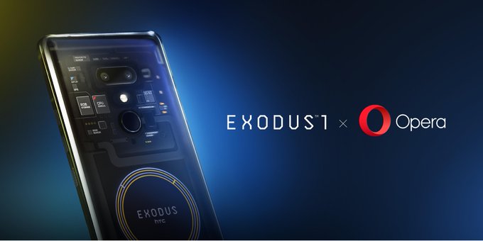 Partnership image of the HTC EXODUS1 and the Opera browser