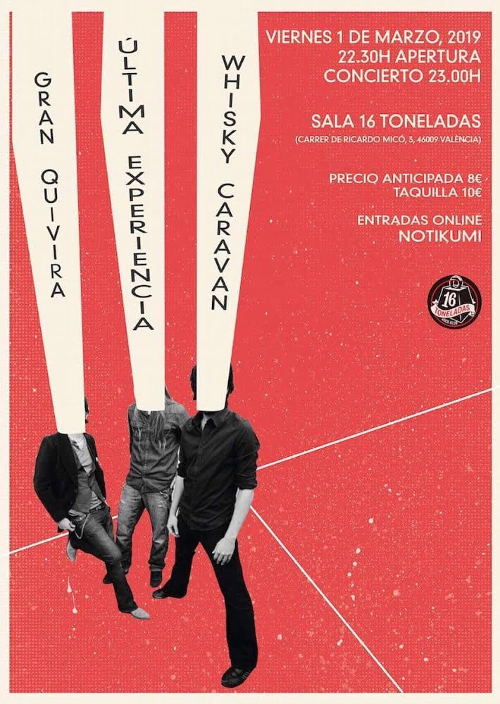 El viernes tocamos en <a href="/16_Toneladas/">16 Toneladas</a> junto a <a href="/WHISKYCARAVAN/">WHISKY CARAVAN</a> y <a href="/UltimaExp/">Última Experiencia</a>.
¡Venid!