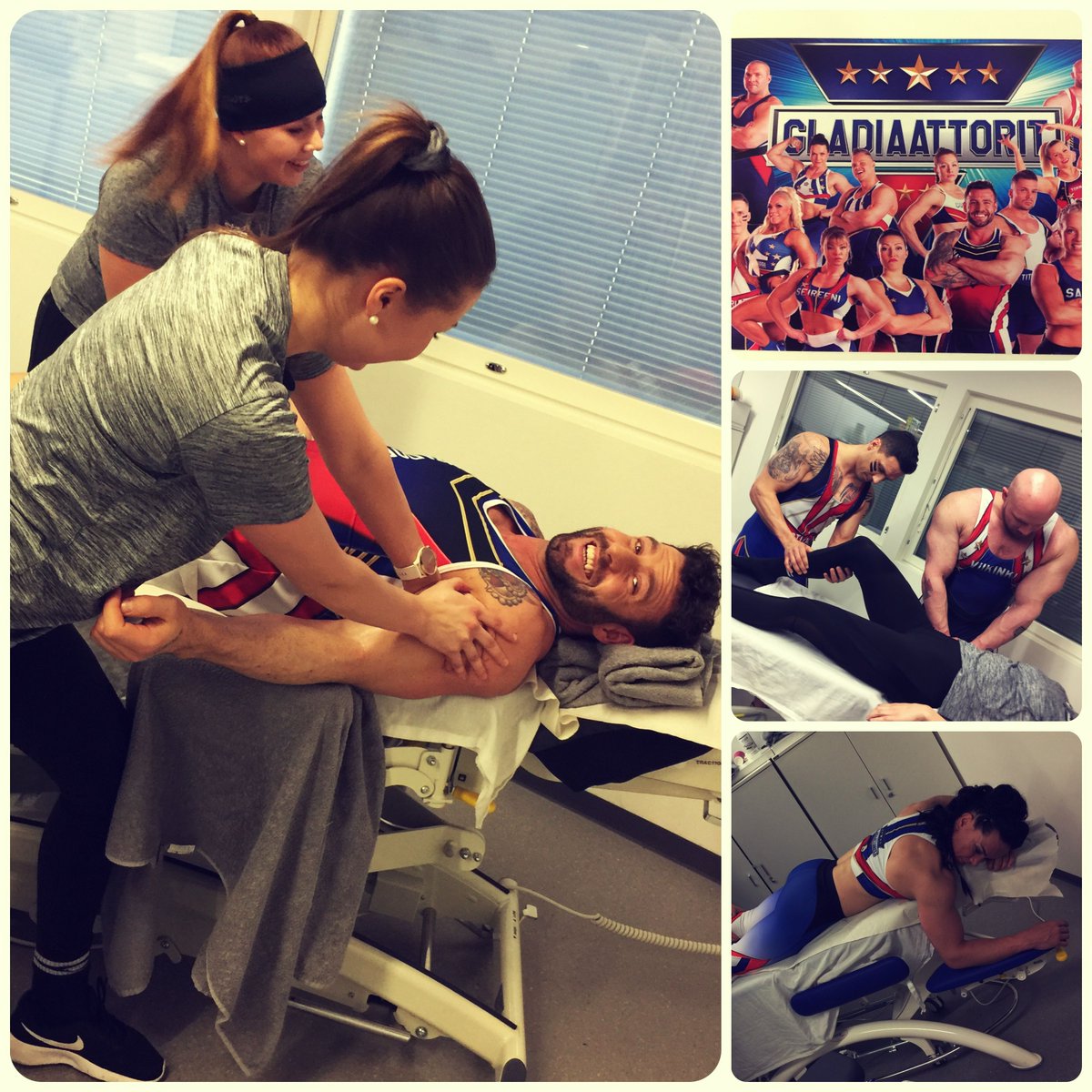 Lojerin hoitopöydät soveltuvat myös Gladiaattoritasoiseen hoitoon 😜 #manuthera #manuthera242 #mtvgladiaattorit #TampereenUrheiluhierojakoulu