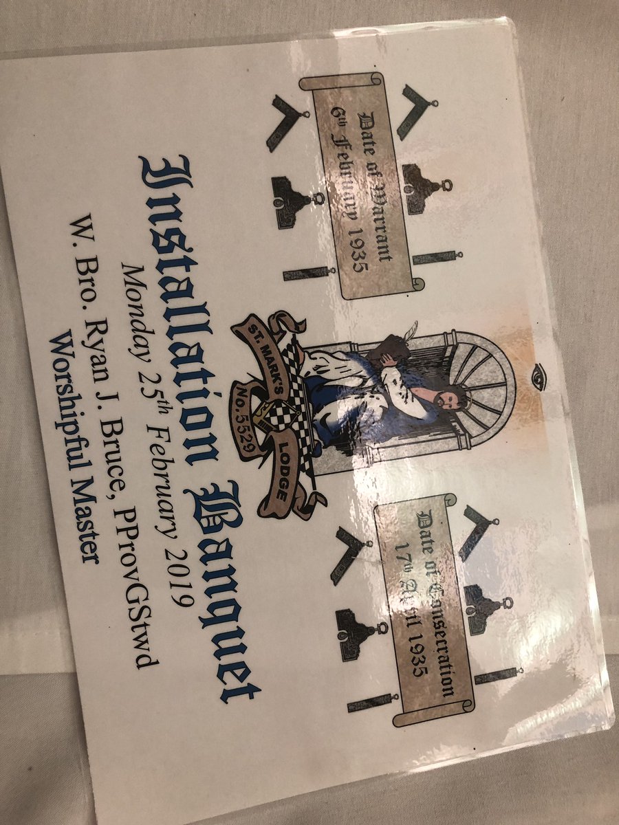 We enjoyed our visit to <a href="/StMarks5529/">St Mark’s Lodge 5529</a> last night to see WBro Ryan Bruce installed as Master of the Lodge. It was an excellent ceremony and a filling festive board. Well done Ryan 👍🏼