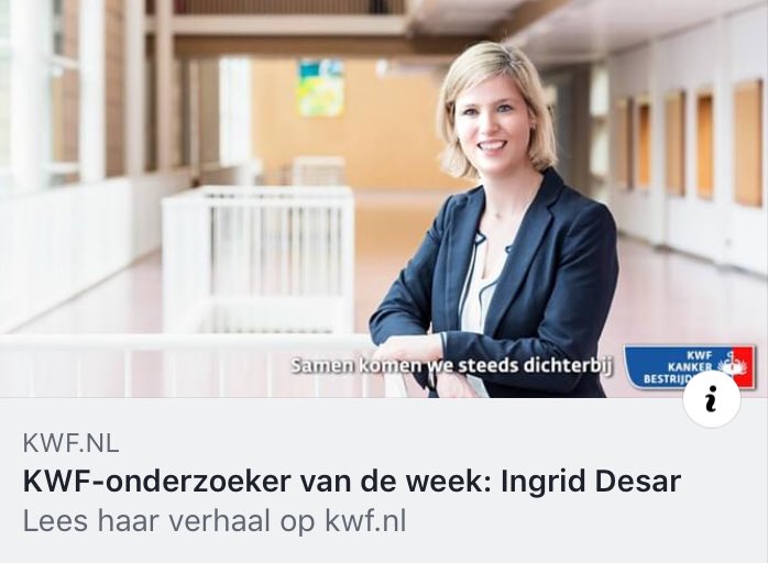 Dr. Ingrid Desar onderzoekt in het <a href="/radboudumc/">Radboudumc</a> hoe je #kankermedicijnen goed doseert: optimale werking met zo min mogelijk bijwerkingen. Haar onderzoek is mogelijk door deelnemers #rftr2019 meer info bit.ly/2VfWDpy
#onderzoekervandeweek <a href="/kwf_nl/">KWFKankerbestrijding</a> #behandelingopmaat #kanker
