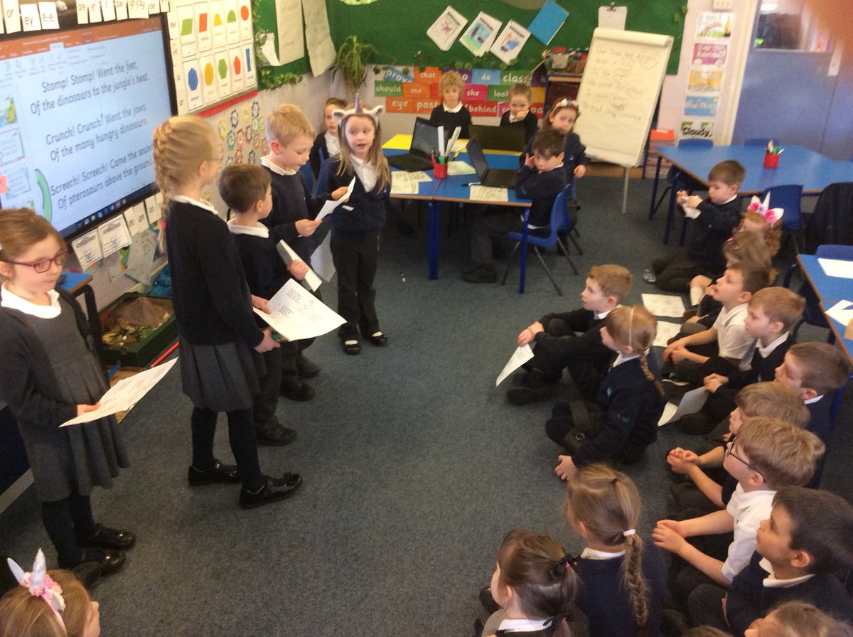 Year 1 read and performed dinosaur poems to the class.  All of us were clear, brave and fun!