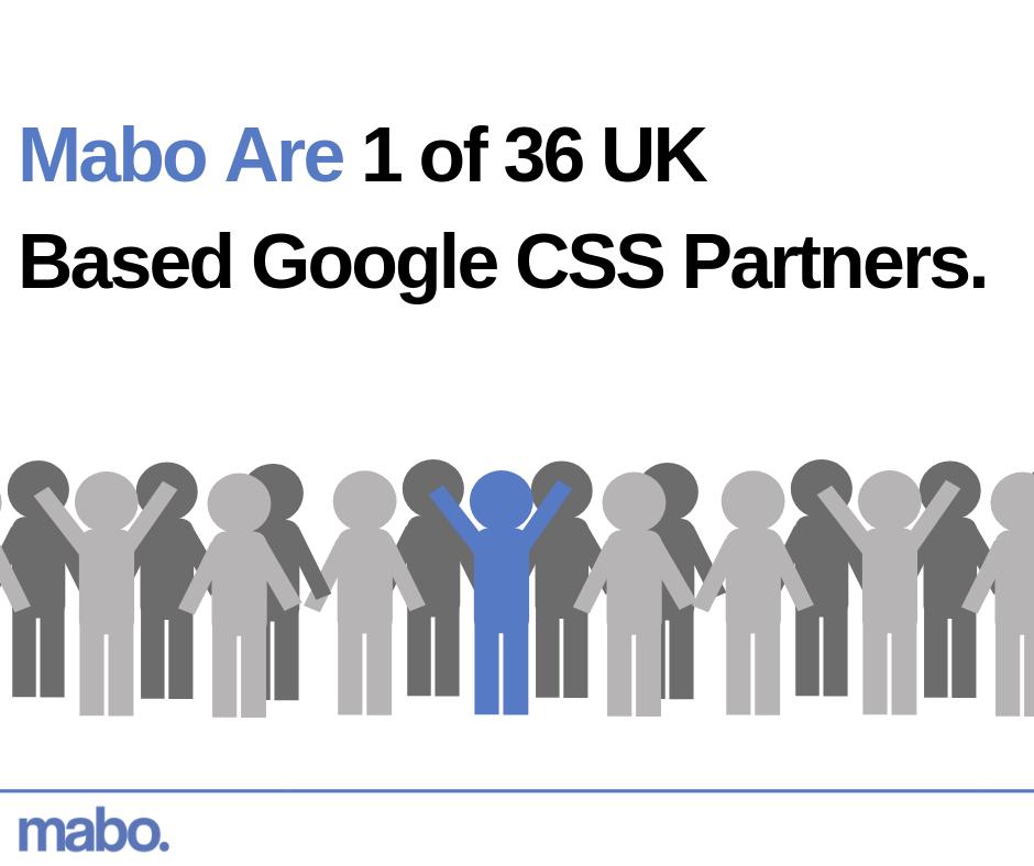 mabo_uk's tweet photo. Mabo - 1 of only 36 UK Based Google CSS Partners. Find out what this could mean for you and your business here - https://t.co/oDkzTbUoR1 #GoogleCSS #GoogleAds #PPC https://t.co/IB8x18yYTS