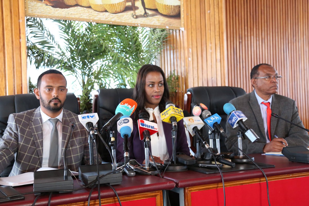 MFAEthiopia's tweet photo. Diaspora Agency Director General Mrs. Selamawit Dawit briefed the media this morning on the various duties &amp; responsibilities of the new Diaspora Agency which will be officially launched on Friday March 01, 2019 at Sheraton Addis. https://t.co/5JugiWYsji @NEBGET https://t.co/GREiD1h1Jg