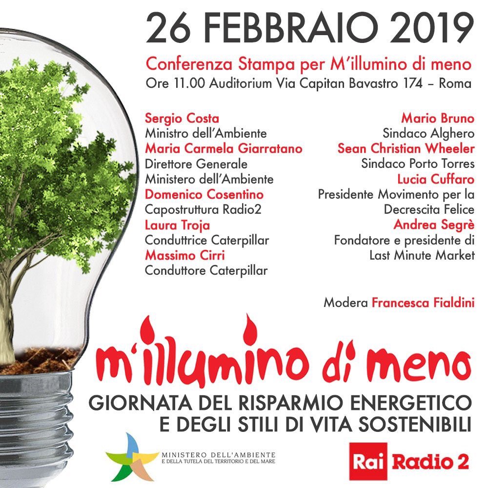 francifialdini's tweet photo. Oggi a Roma con @RaiRadio2 e @caterpillarrai al @minambienteIT per la presentazione della campagna #MilluminodiMeno, dedicata quest’anno all’#EconomiaCircolare. https://t.co/3Lpi8A5ijN