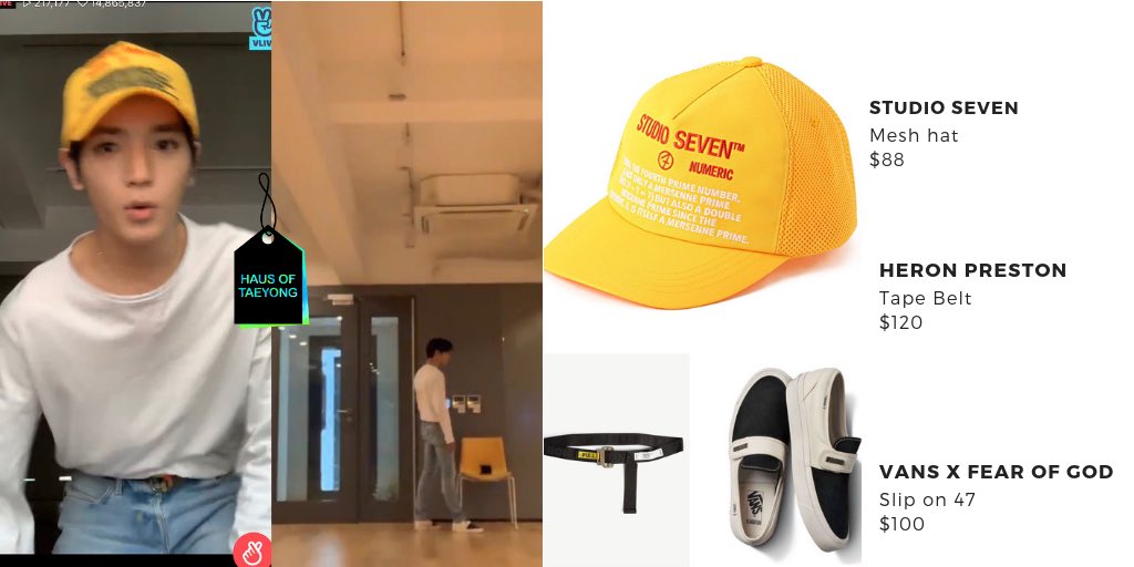 NCT Taeyong Fashion & Style on Twitter: "⑉ SEEN ⑉ 190226 Suprise Vlive ⇢  Studio Seven // Heron Preston // Vans x Fear of God By the way Taeyong,  your dancing was