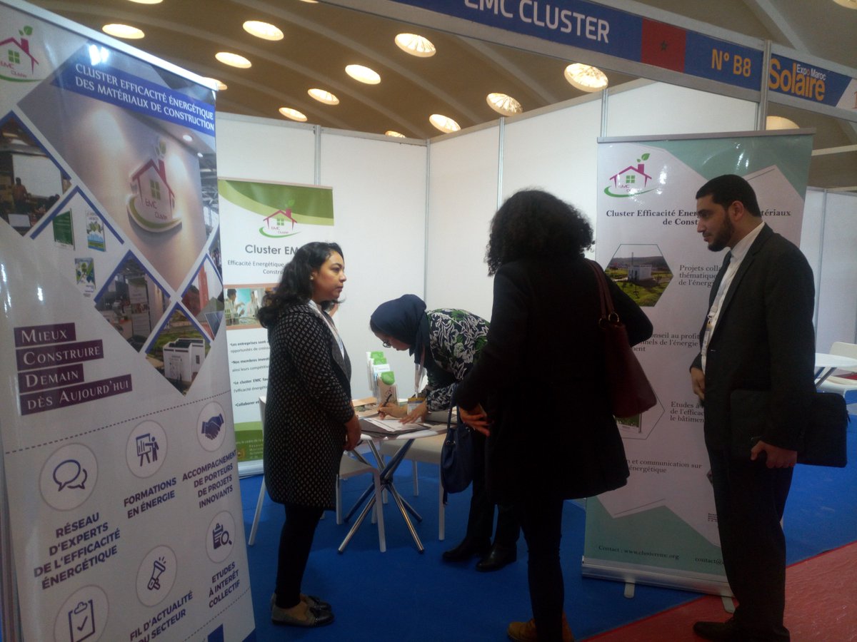 ClusterEMC's tweet photo. Retrouvez-nous au stand B8 au salon #SOLAIRE EXPO MAROC dans sa 8e édition du 26 au 28 février à la foire internationale de Casablanca. Nous serons honorés de vous présenter nos services et nos récentes réalisations en termes d'efficacité énergétique dans #bâtiment #industrie https://t.co/24EGzfGBR1