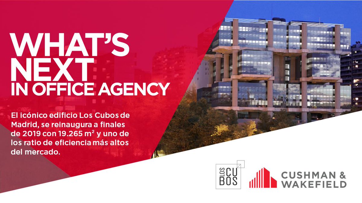 CushWakeSPAIN's tweet photo. El icónico #EdificioLosCubos de #Madrid, con 19.265 m² SBA y ratio de eficiencia 1:7 m², se transforma en un #workspace sostenible, tras una reforma integral que finalizará el #3T2019. #CWWhatsnext #oficinas #RRHH
Más en detalle: https://t.co/F38Kzz6qvQ https://t.co/1SuP49P7p7