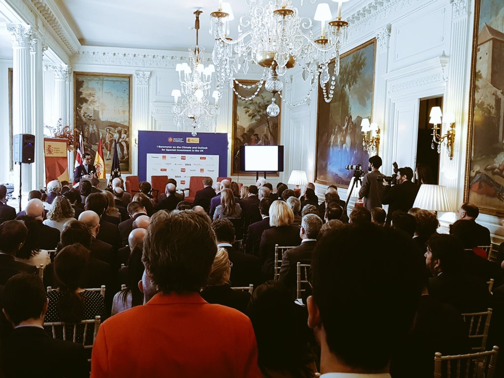 N4CM's tweet photo. Full house at @EmbSpainUK for the presentation of @SpainChamberUK's Barometer on Spanish Investment in UK. Thanks to sponsors:
@BancSabadell
@CUNEF
@IdomGroup
@GrupoCLH
#UríaMenéndez
@Iberia_en
#LopezLanda
@Ferrovial
@LondonPartners
@CaixaBank
@BBVA
@SantanderUK
@WhiteCase https://t.co/4w9qQNjRDQ