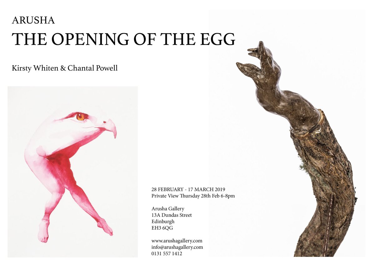 Opening this week <a href="/ArushaGallery/">Arusha Gallery</a> in Edinburgh is a collaborative exhibition between @kirstywhiten and myself. 
The Opening Of The Egg consists of sculpture, drawing, painting and collage that are workings of the personal and collective unconscious.

#jung #archetypes #unconscious