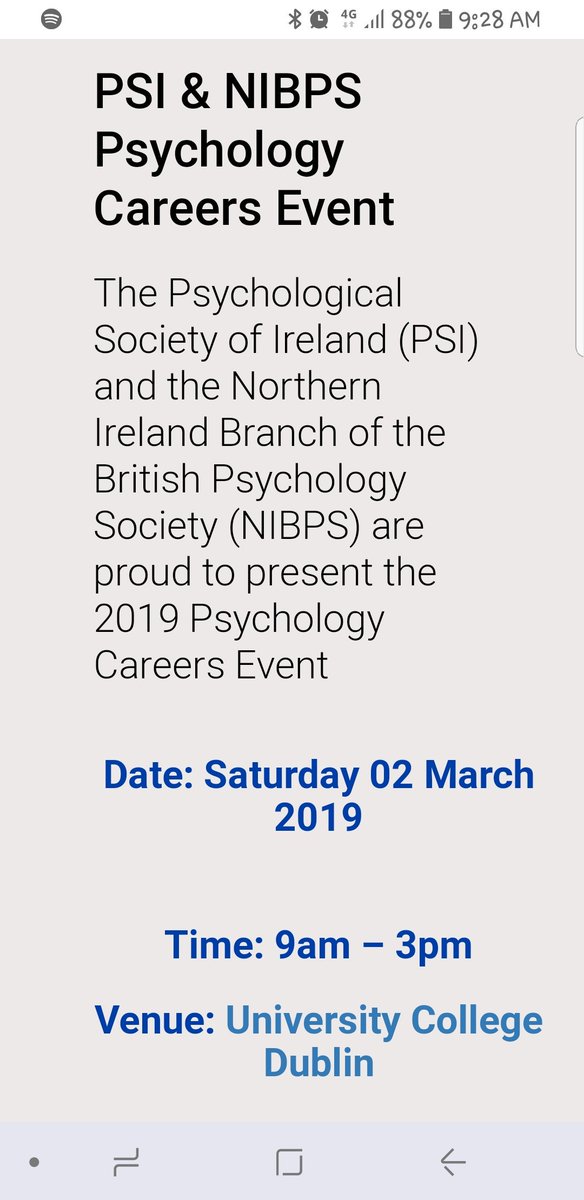 Dr Laura McAvine, Ed Psych and chair of <a href="/PSIDOEP/">PSI Division of Educational Psychology</a> will be presenting on a career in EP <a href="/PsychSocIreland/">Psychological Society of Ireland</a> and <a href="/NIBPS/">Northern Ireland BPS</a> career event as below at 10.20. <a href="/UCDPsychology/">UCD Psychology</a> <a href="/TCDPsychSoc/">DU PsychSoc</a> <a href="/QUBPsych/">QUB - School of Psychology</a> <a href="/PsychologyDBS/">Psychology DBS</a> <a href="/SchoolofEdUCD/">UCD School of Education</a> <a href="/MICLimerick/">Mary Immaculate College (MIC)</a>