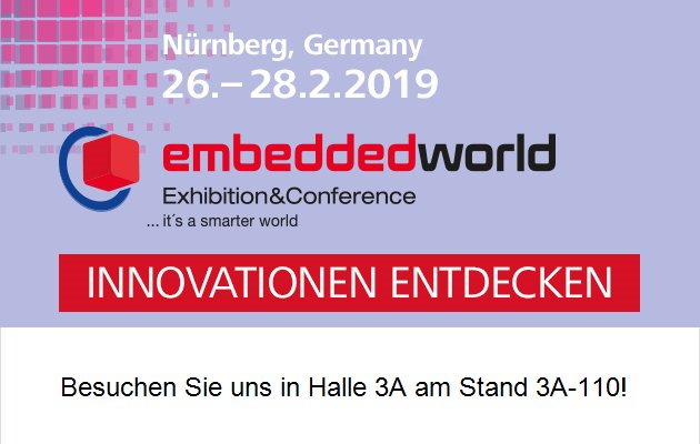 Heute startet die embedded World 2019 in Nürnberg! Ihr findet uns in Halle 3A, Stand 110 👍 Unser Team freut sich auf euch!

#Exhibition #embeddedworld2019 #embedded
