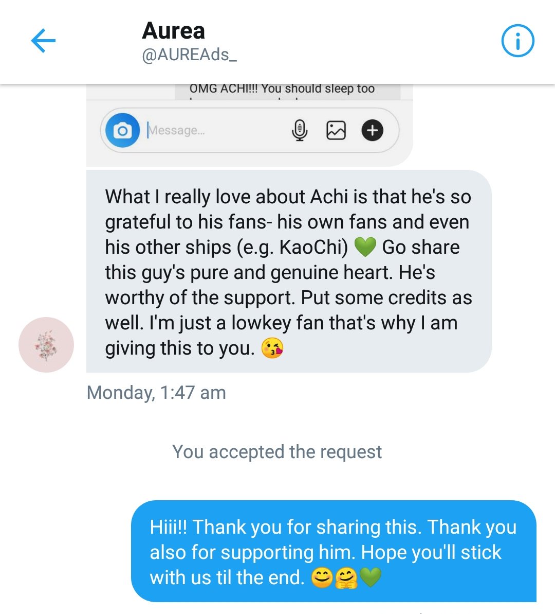 blinkrnfy's tweet photo. Someone sent me this. I really stan the right guy 😭💕 One of the reasons why I love Achi is that he really cares.  Don't worry guys, I know time will come, magbubunga din ang hardworks ni Achi at ang suporta natin sa kanya. @achilles_samain https://t.co/ZLEUPsBUdv