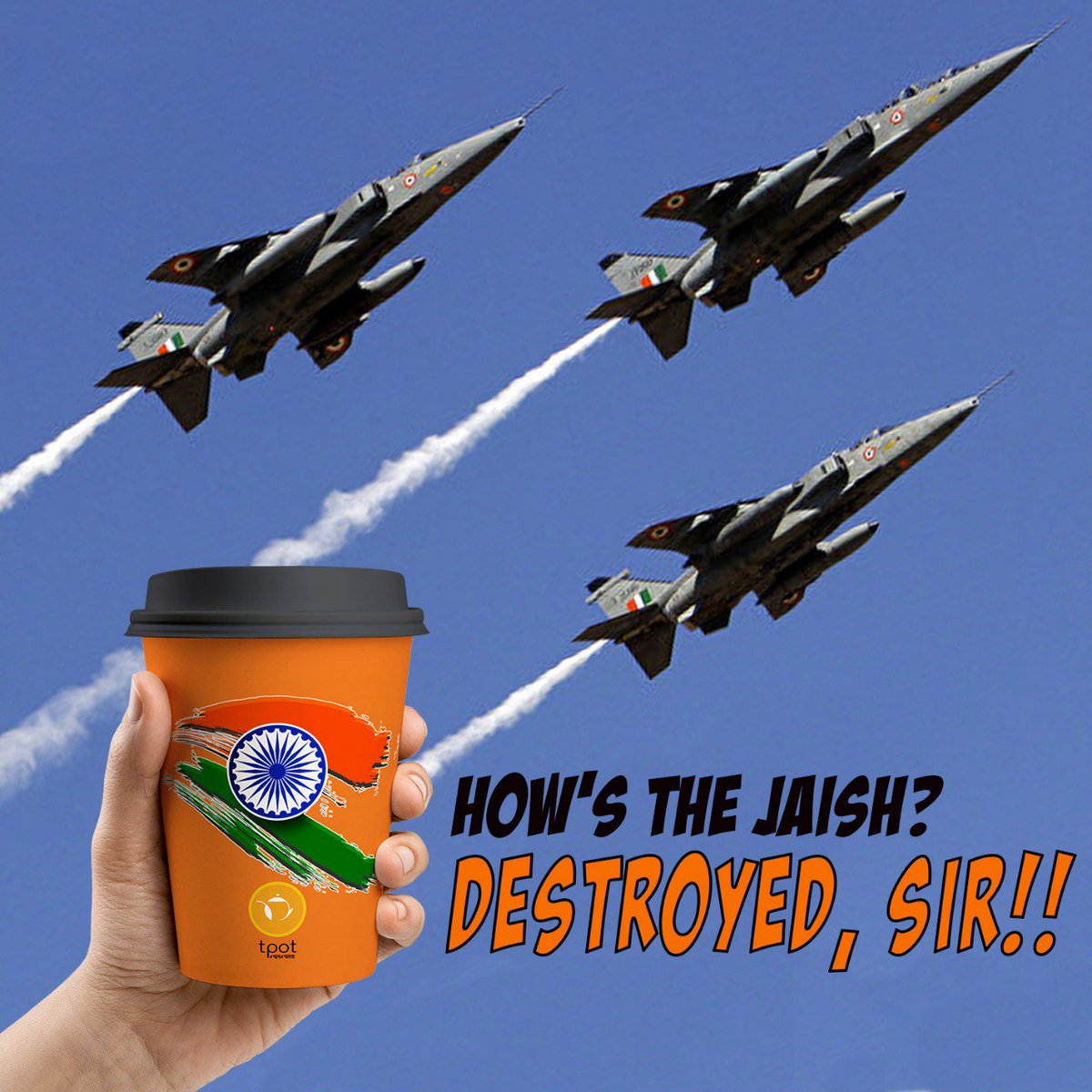 India strikes back. Jai Hind!

#Tpot #AajChaiPhirJeetGayi #ChaiNashta #JaishAttack #IndianAirForce #Surgicalstrike2 #IndiaStrikesPakistan #IndiaStrikesBack #balakot #JaiHind #airstrike #jaish #howsthejosh #chailovers #chaiaddicts #foodie #foodiesofinstagram #delhifoodies
