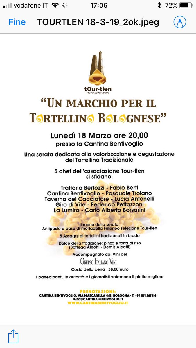 CBorsarini's tweet photo. Una serata speciale per promuovere il Tortellino artigianale fatto con ingredienti tracciabili e locali https://t.co/gMWfPQp52e