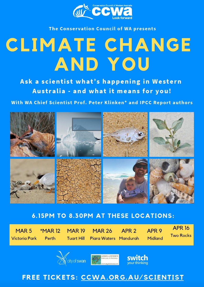 SeagrassLiz's tweet photo. Ask a scientist what’s happening in Western Australia - #climatechange forums are bringing scientists out of the universities to talk with local communities about the urgency and magnitude of climate change #SwitchYourThinking
https://t.co/JUavYfHkl5 https://t.co/Mc4SIZJGrw