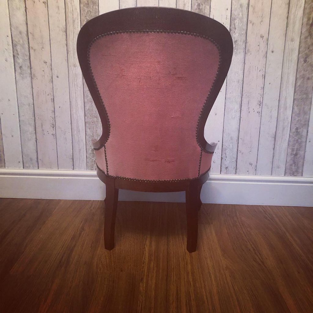 Stumbled across this little chair, going to give it a little makeover #loveupholstery