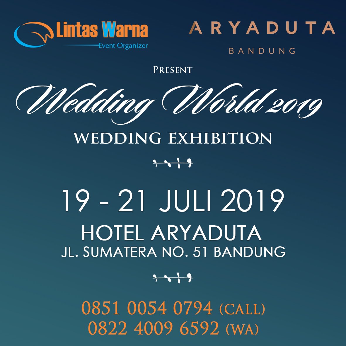 LINTAS WARNA x ARYADUTA BANDUNG   Present .   WEDDING WORLD EXHIBITION 2019  19-21 July 2019 .   More info : 082240096592 (wa)/085100540794 (call) #weddingdress #weddingideas #winterwedding #lintaswarna #eventorganizer #bandung
