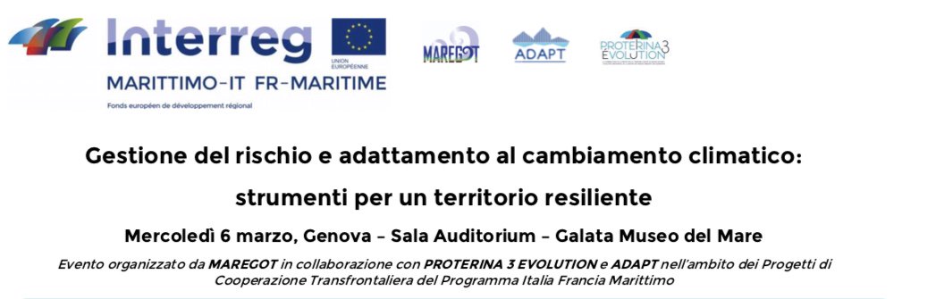 📆 Vi ricordiamo l'appuntamento del 6 marzo 2019 al MuMa Museo del Mare e della Navigazione per l'evento “Gestione del Rischio e Adattamento al Cambiamento Climatico: strumenti per un territorio resiliente”.

➡️Tutte le info sul sito di Liguria Ricerche: 
liguriaricerche.eu/it/news/eventi…