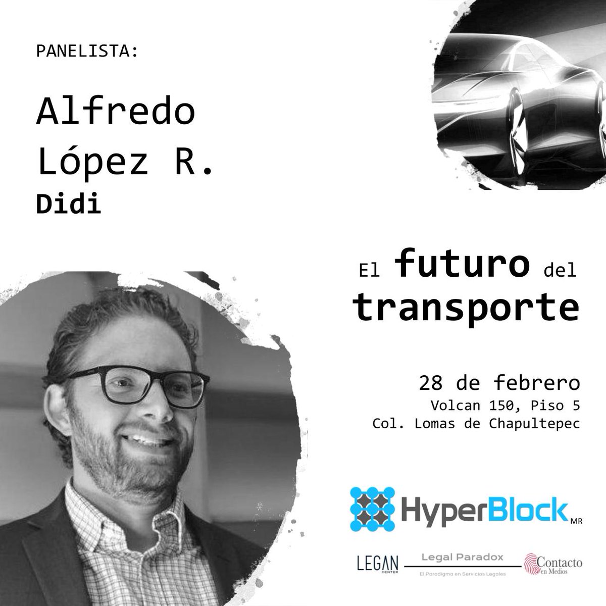 HyperBlock_mx's tweet photo. Alfredo López de @DiDi_Mexico nos compartirá su visión sobre el  #ElFuturodelTransporte en esta gran charla.  Te esperamos este 28 de febrero en  https://t.co/q6S1eHfo7z #TecnologiasEmergentes https://t.co/KU3knFC3hW