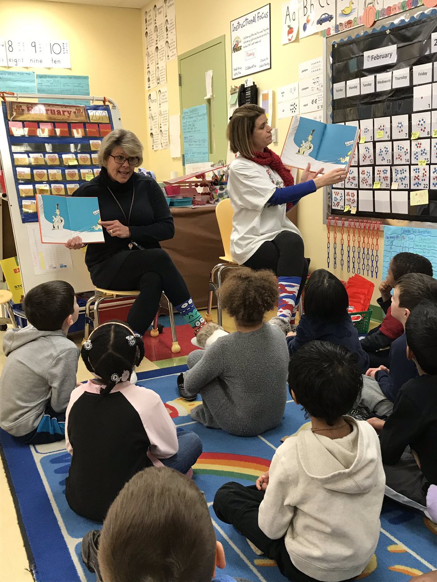 TBelitskus's tweet photo. #drseussweek Mrs. Miller and Mrs. Wrinn read Green Eggs and Ham to kindergarten students at CLECC! We love to read! https://t.co/Eef3zTB5g6