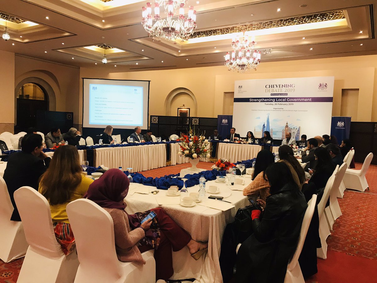 adeelaz's tweet photo. #CheveningDebate on strengthening local government system in #Pakistan today with @DaniyalNA116 @FarhatullahB @javedmalik73 organised jointly by
#CheveningAlumni and #BritishHighCommission @ChevPakistan https://t.co/yyPVMm3Dxw