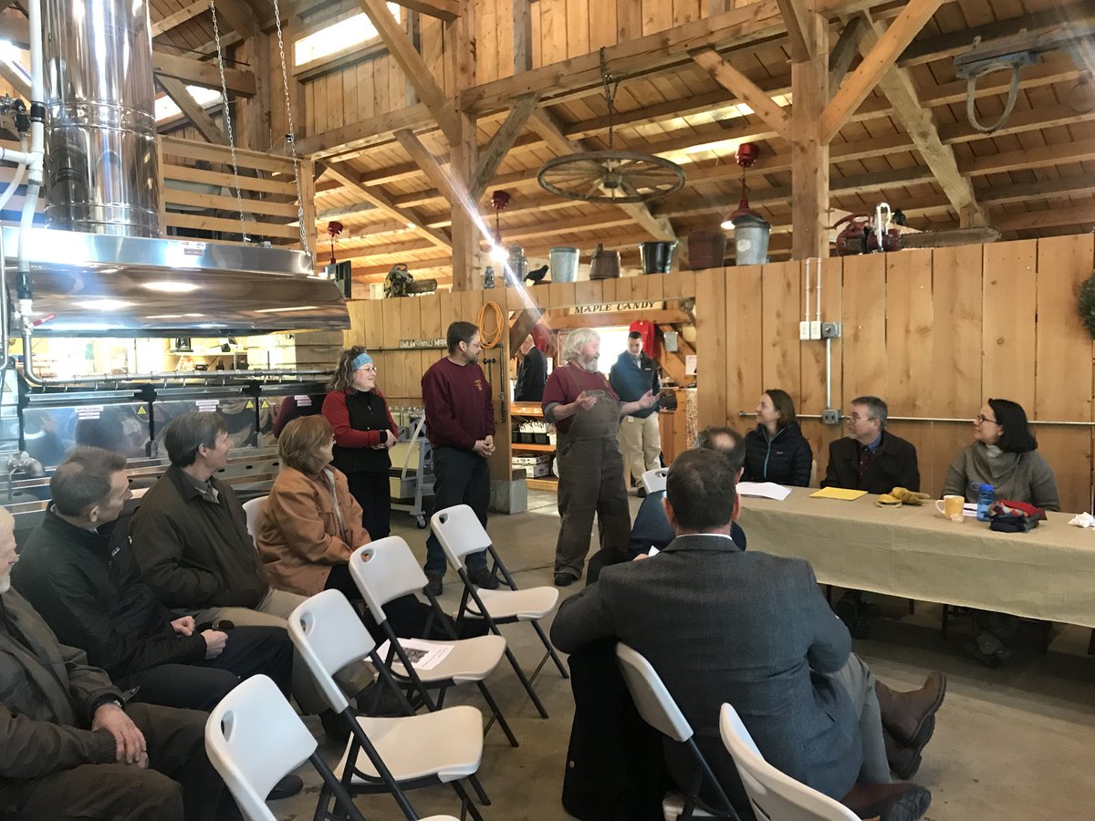 GovPhilScott's tweet photo. Thanks to the Limlaw Family Maple Farm for hosting our cabinet meeting this morning to kick off #capitol4aday in Orange County. Good discussion on Act 250 and rural econ. development. https://t.co/5bVRzSgXnU